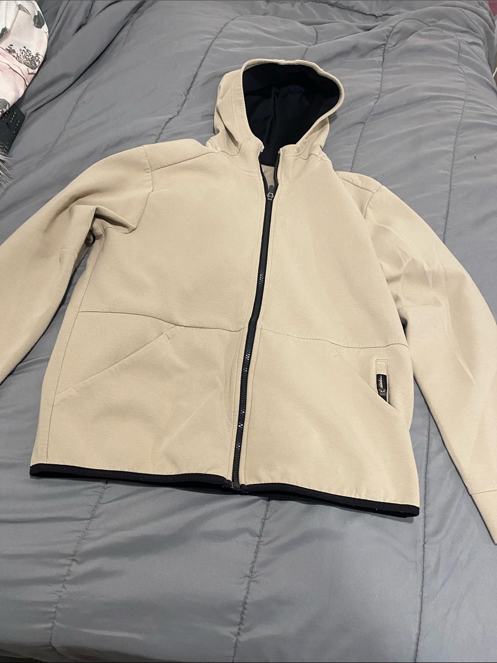 DSG Beige Hooded Lightweight Zip Jacket with Black Trim